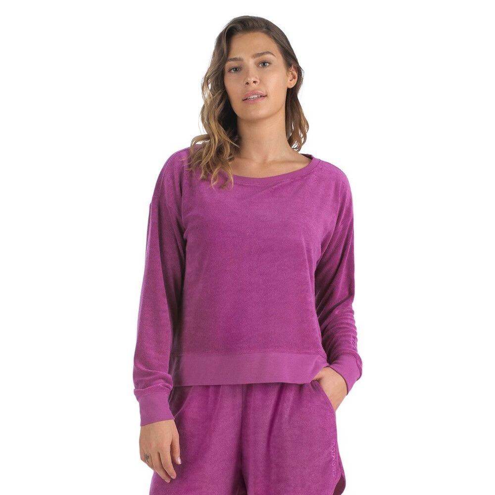 NWT SEA-DOO Women's Crew Terry Shirt Size 2XL Violet Quick Dry Lounge